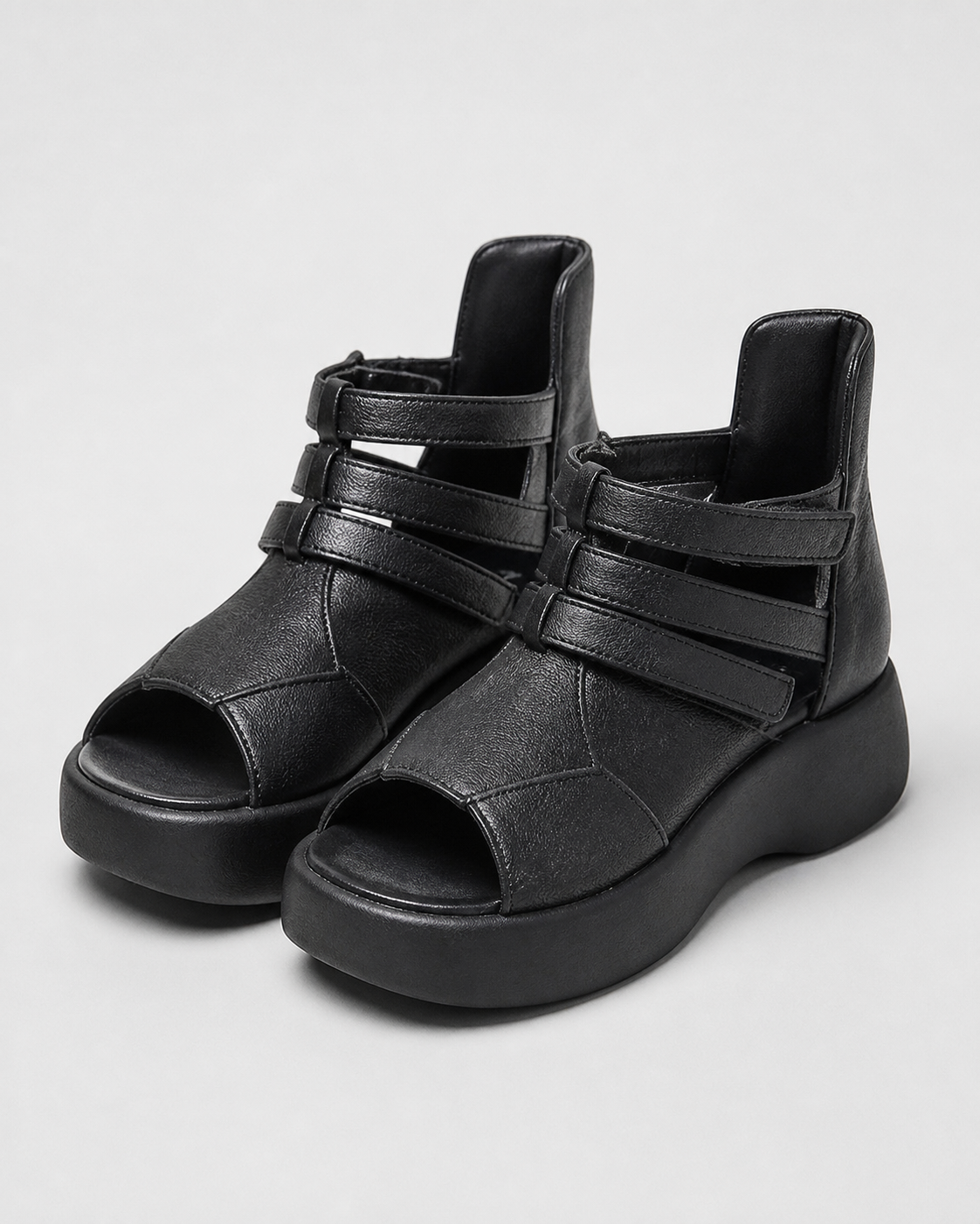 Zena Gladiator Platform Sandals | Women's Multi-Strap Sandals — Black — hero