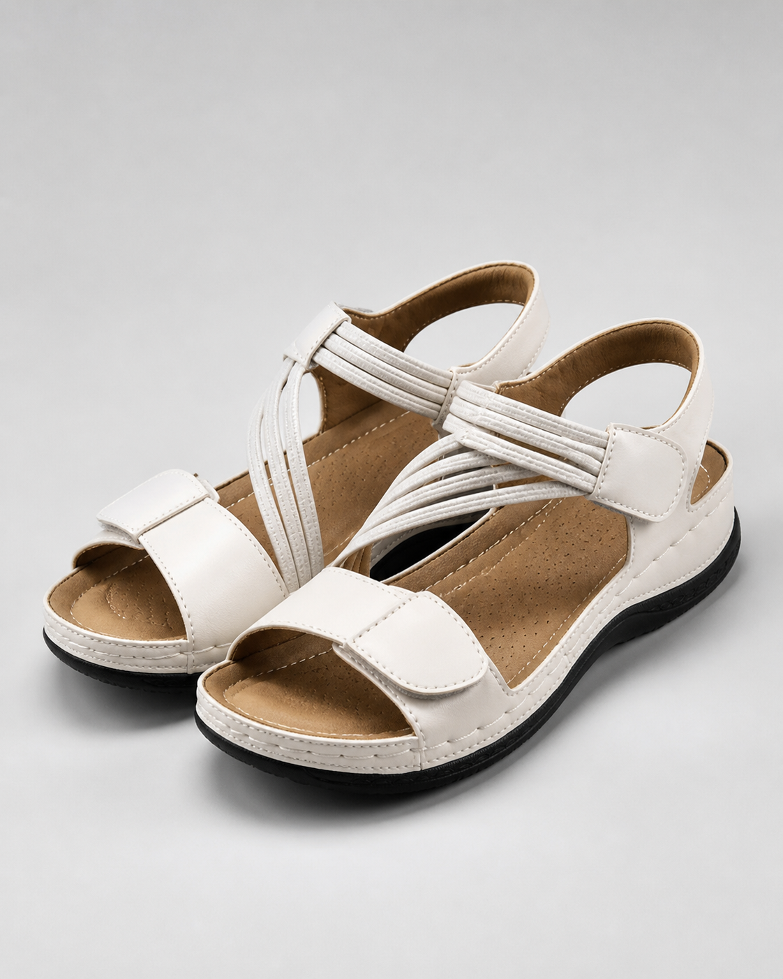 Felice Adjustable-Strap Sandals | Women's Cushioned Comfort Sandals — White — hero