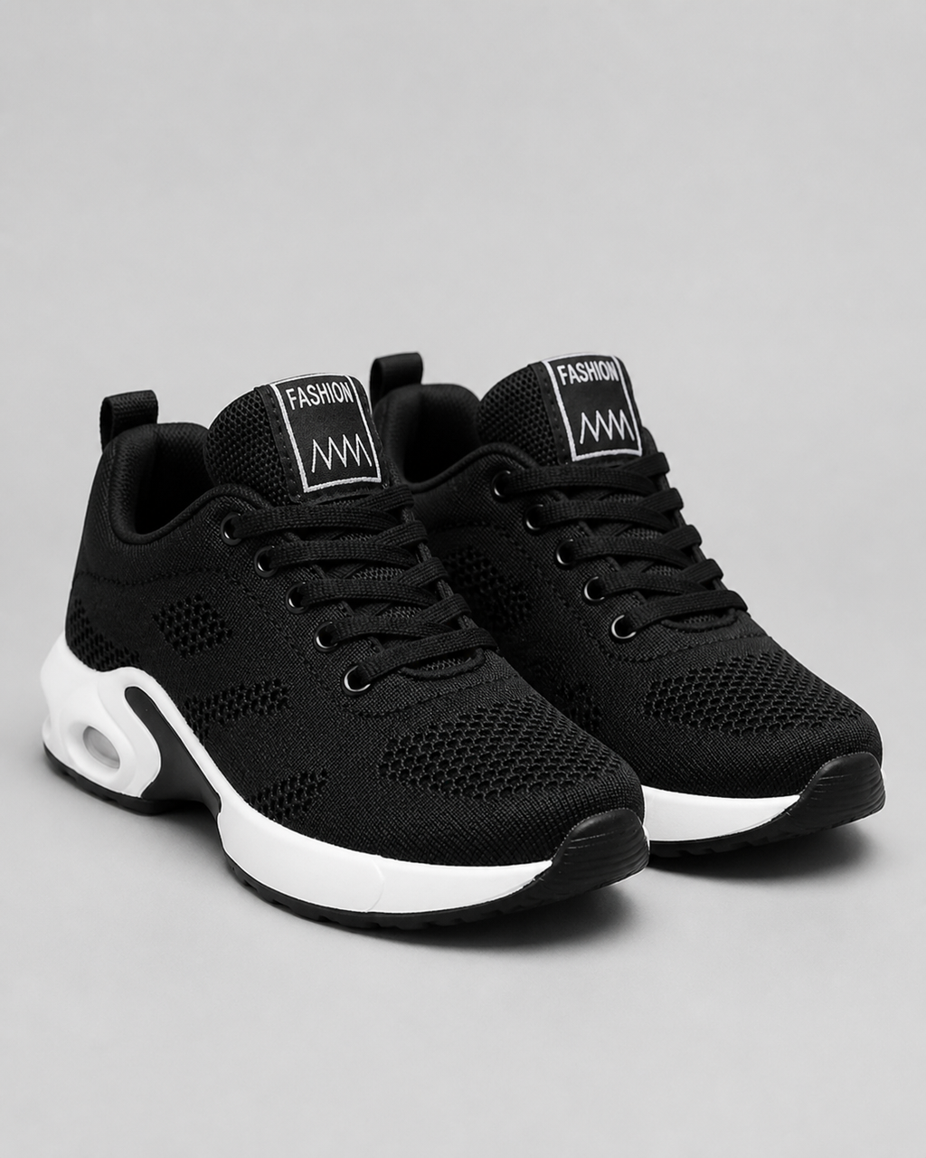 Acacia Air-Cushion Walking Sneakers | Women's Lightweight Trainers — Black — hero