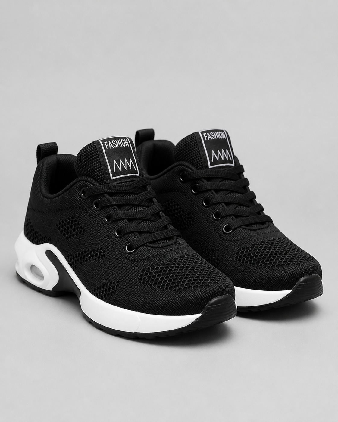Acacia Air-Cushion Walking Sneakers | Women's Lightweight Trainers — Black — hero