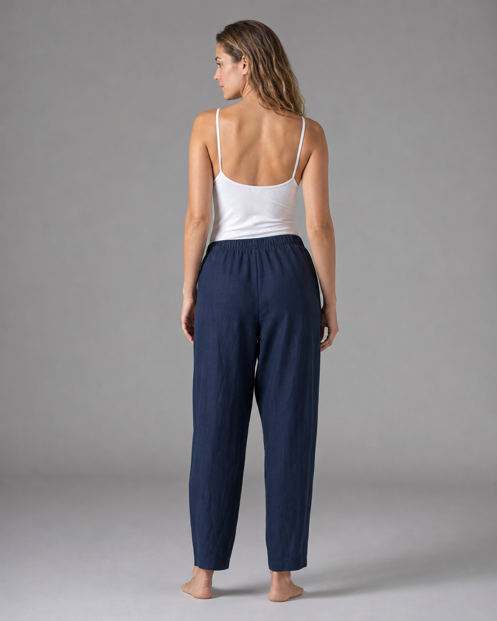 Desiree Relaxed Barrel Pants | Women's Lightweight Summer Trousers — Dark Blue — back