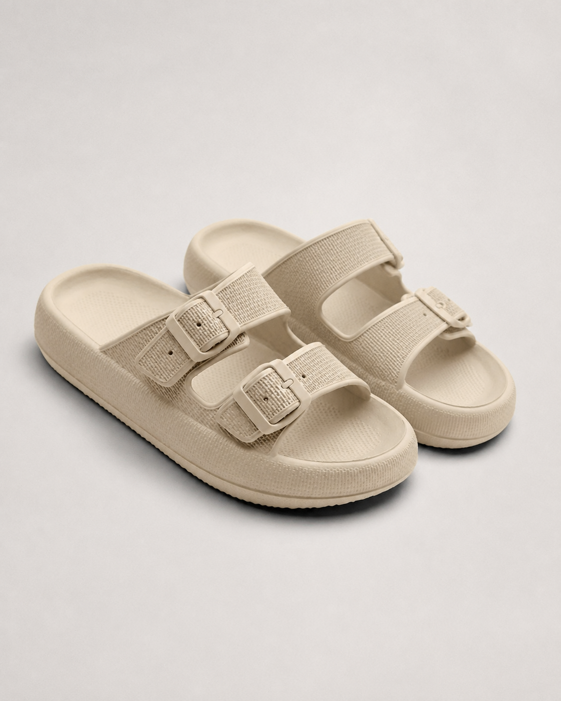 Calista Double-Strap Footbed Sandals | Women's Slip-On Sandals — Khaki — hero