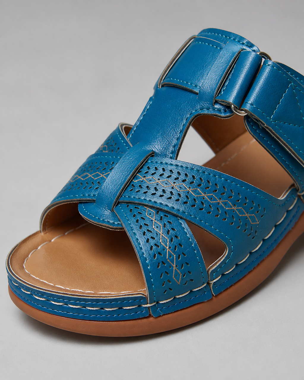 Aria Woven Wedge Sandals | Women's Cushioned Toe-Loop Sandals — Sky Blue — macro
