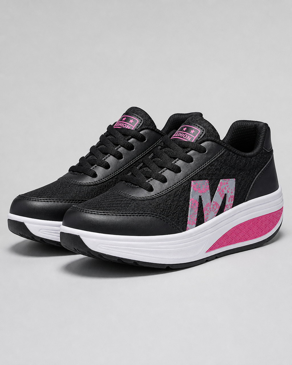 Skyler Platform Walking Sneakers | Women's Cushioned Trainers — Black — hero