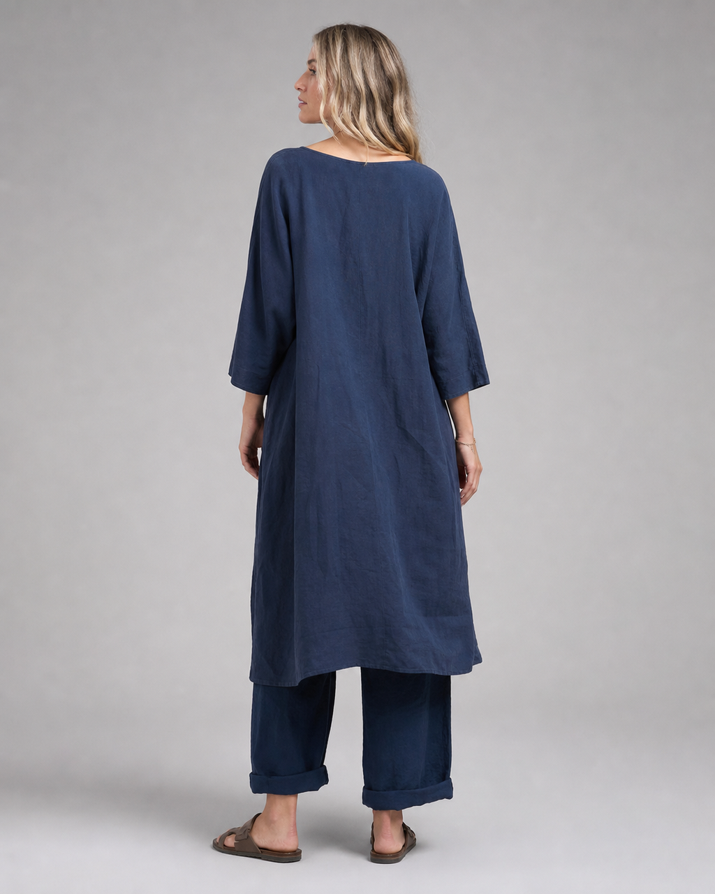 Joy Top & Trouser Set | Women's Relaxed Two-Piece Co-Ord — Navy Blue — back