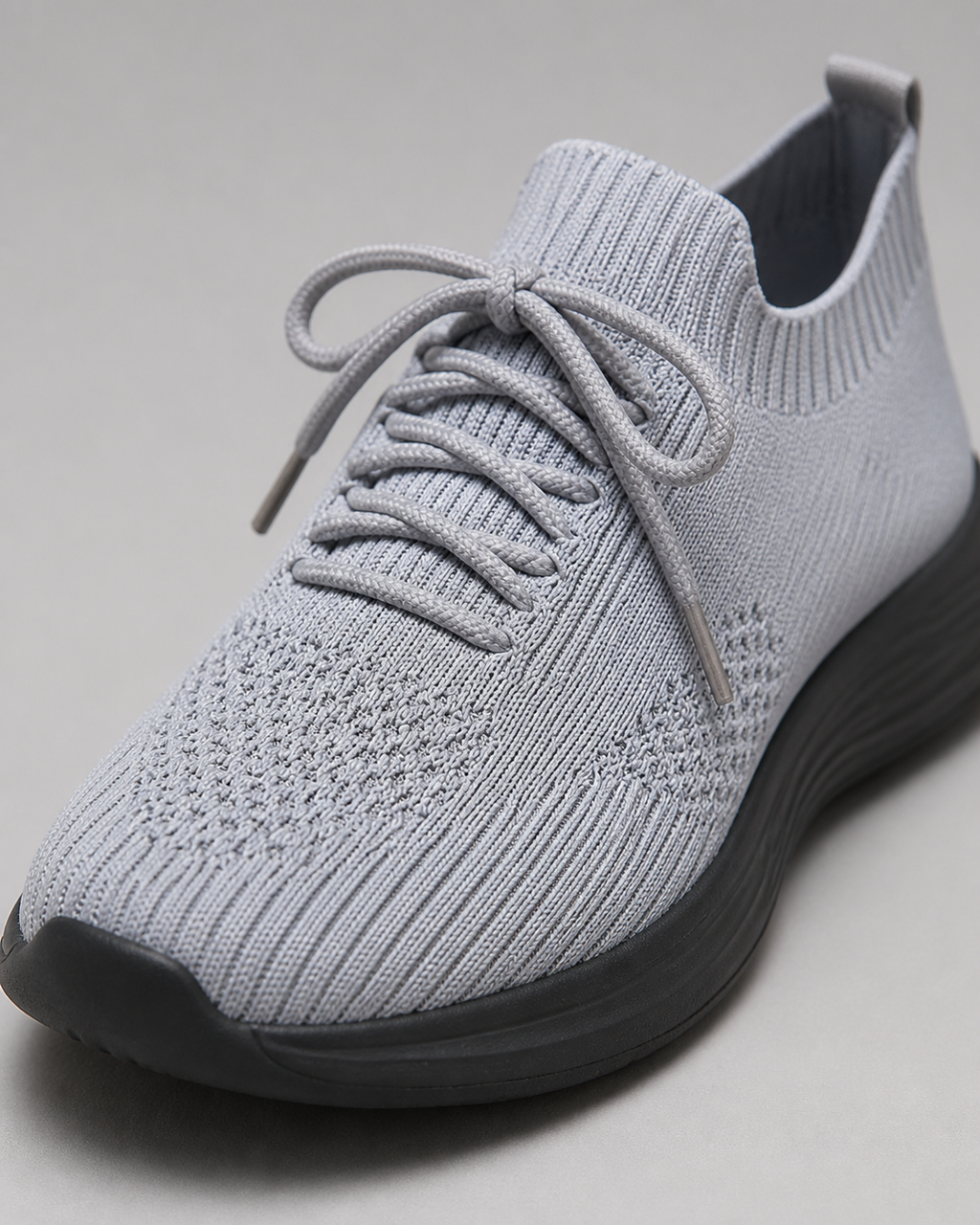 Kerry Knit Comfort Sneakers | Women's Lightweight Walking Trainers — Gray — macro