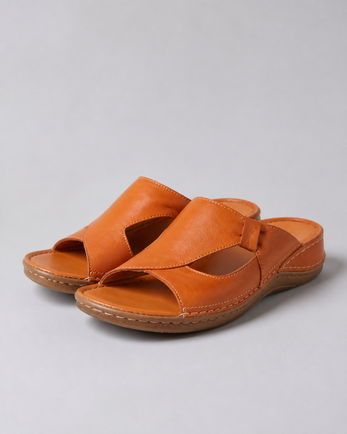 Calva Cut-Out Mule Sandals | Women's Flat Slip-On Sandals — Orange — hero
