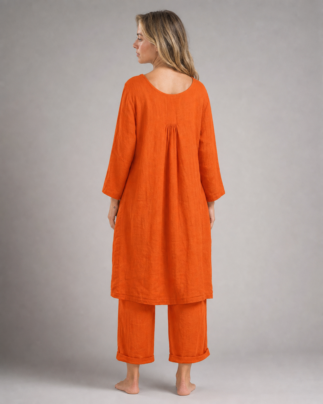 Joy Top & Trouser Set | Women's Relaxed Two-Piece Co-Ord — Orange — back