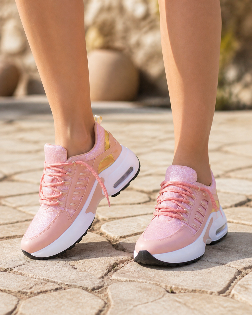 Thea Air-Cushion Platform Sneakers | Women's Running Trainers — Pink — onfoot
