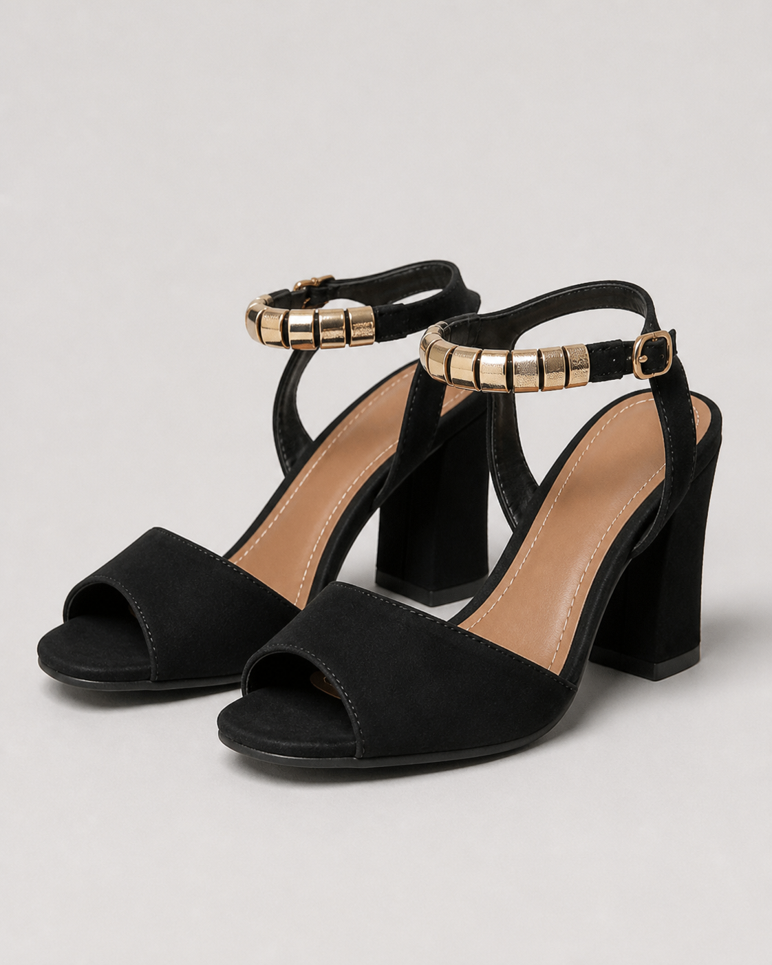 Angelica Block Heel Sandals | Women's Ankle-Strap Heeled Sandals — Black — hero