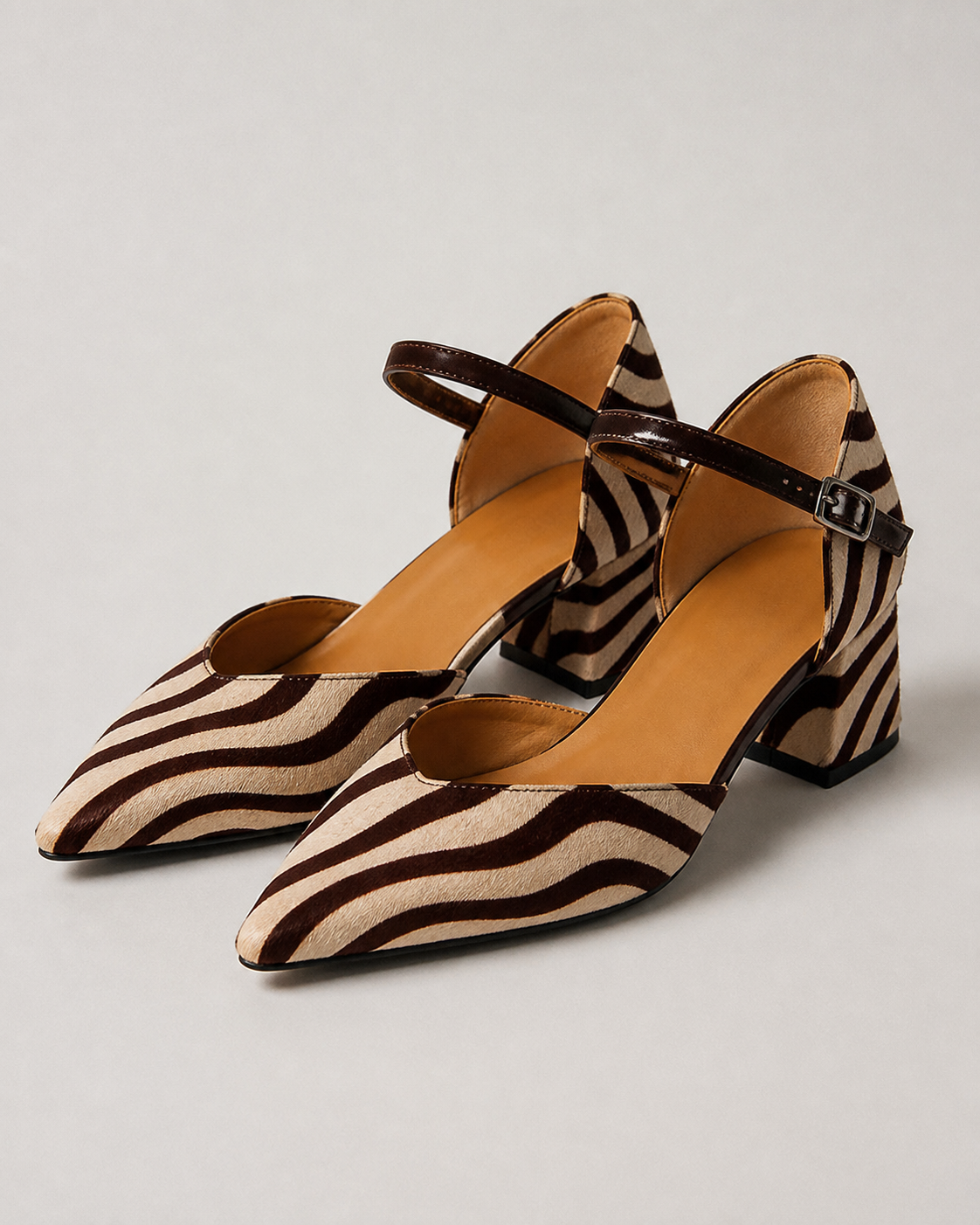 Zebrina Zebra-Print Heeled Sandals | Women's Strappy Summer Sandals — Khaki — hero