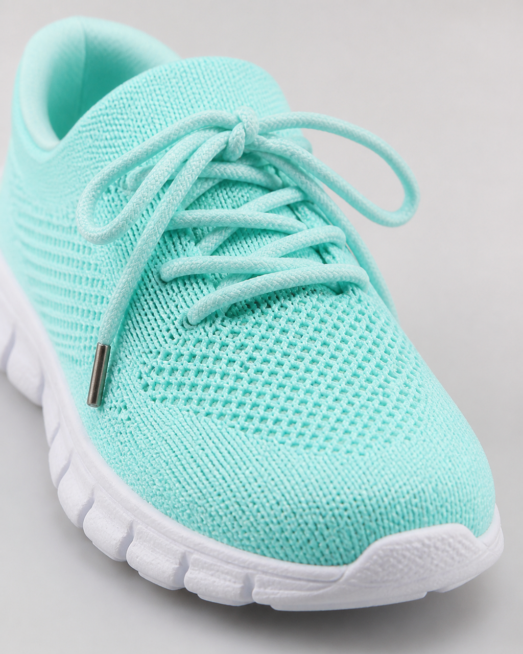 Nova Lightweight Knit Sneakers | Women's Lace-Up Trainers — Green — macro