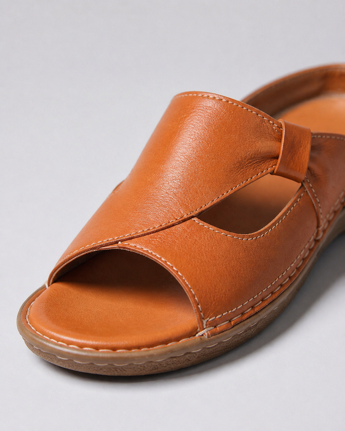 Calva Cut-Out Mule Sandals | Women's Flat Slip-On Sandals — Orange — macro