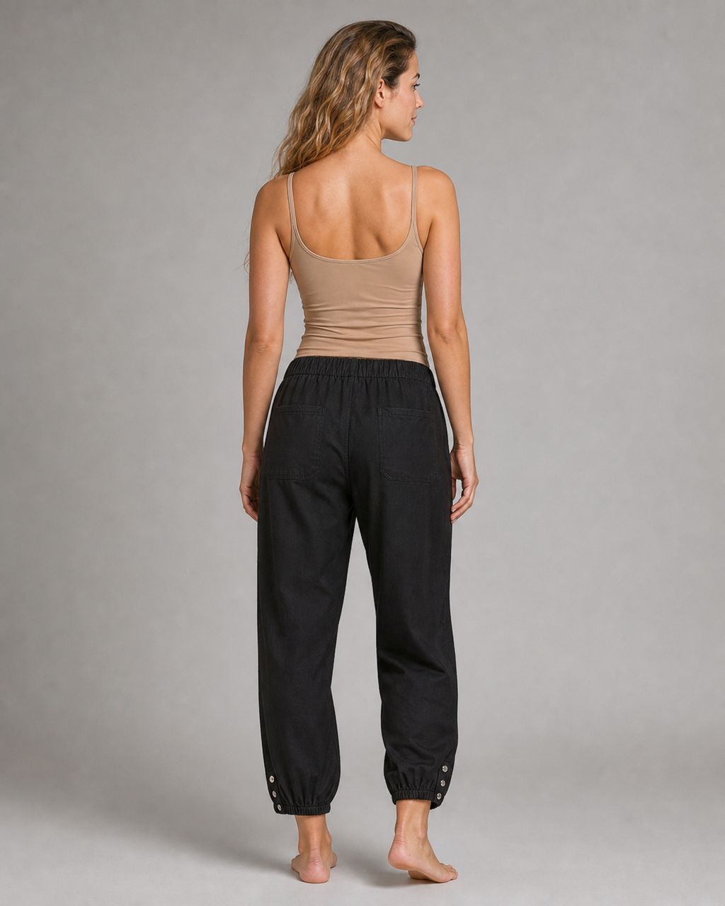 Lena High-Waist Straight Pants | Women's Relaxed Trousers — Black — back
