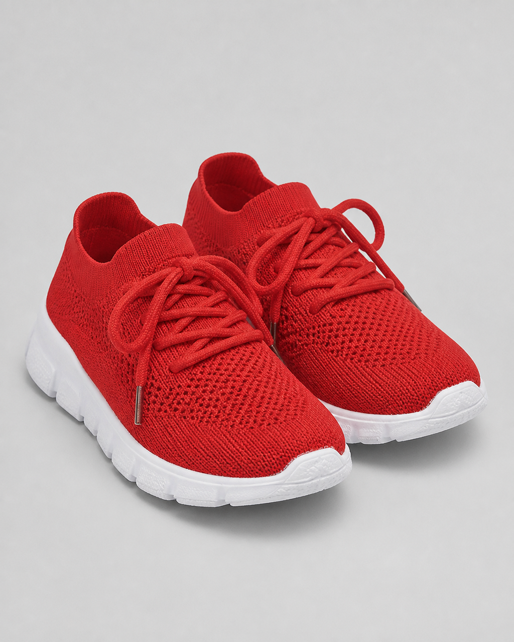 Nova Lightweight Knit Sneakers | Women's Lace-Up Trainers — Red — hero