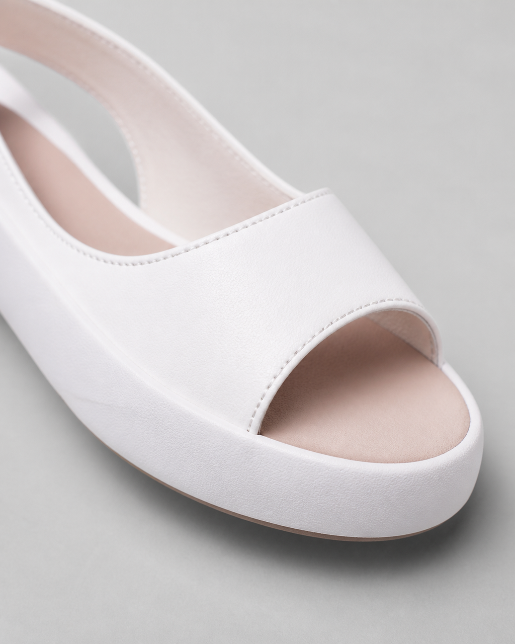 Bondi Peep-Toe Flatform Sandals | Women's Slingback Summer Sandals — White — macro