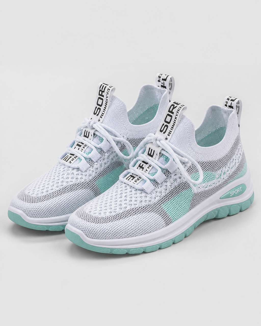 Koda Chunky-Sole Mesh Trainers | Women's Colour-Block Sneakers — Turquoise — hero