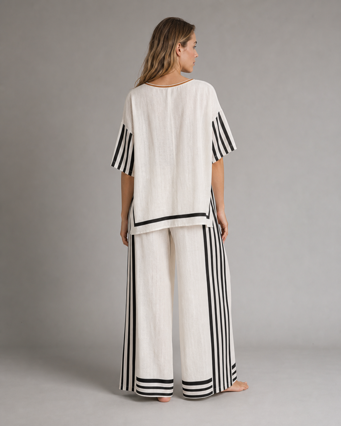 Isabelle Shirt & Shorts Set | Women's Two-Piece Summer Co-Ord — White — back