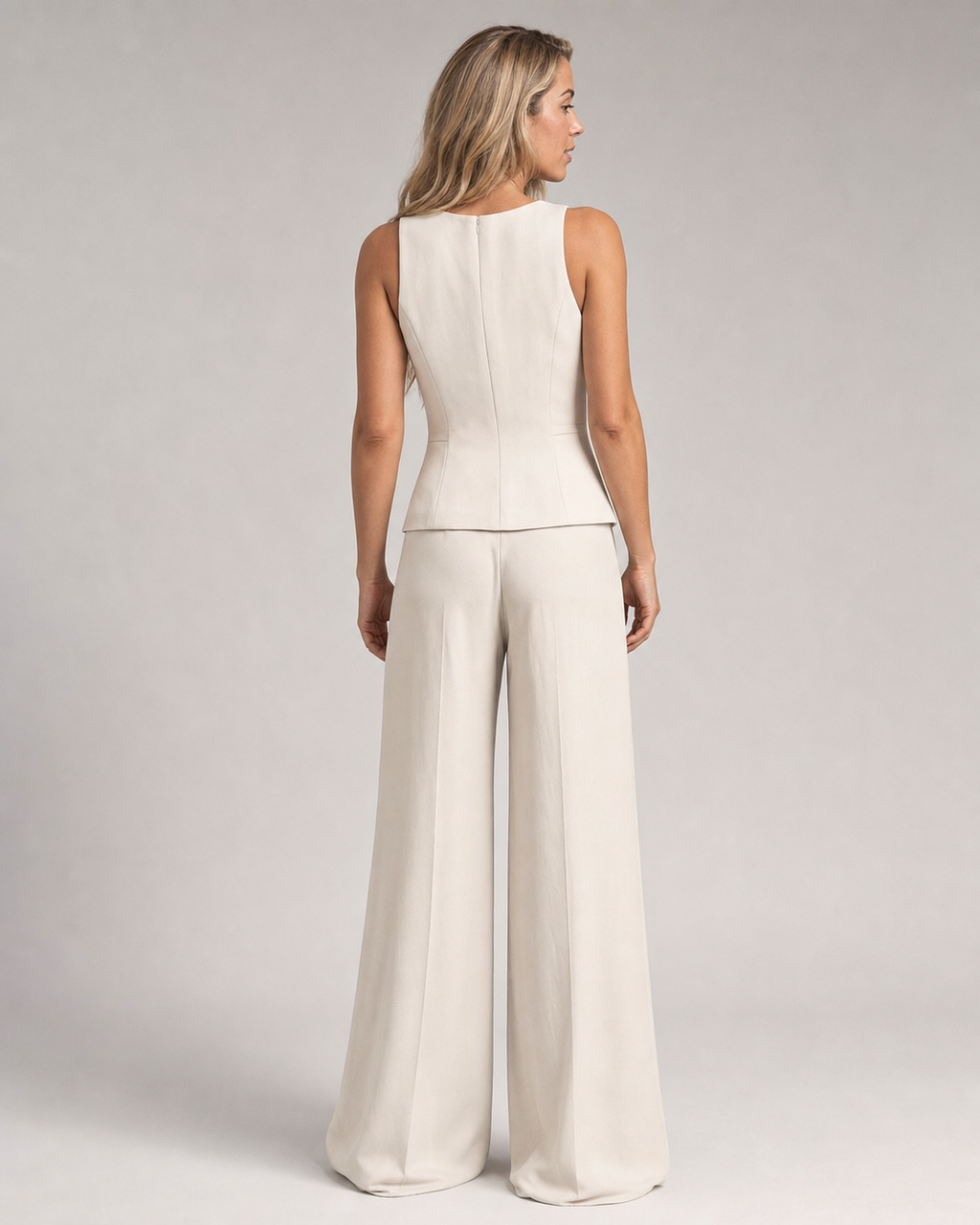 Maribel Co-Ord Set | Women's Two-Piece Trouser Co-Ord — White — back