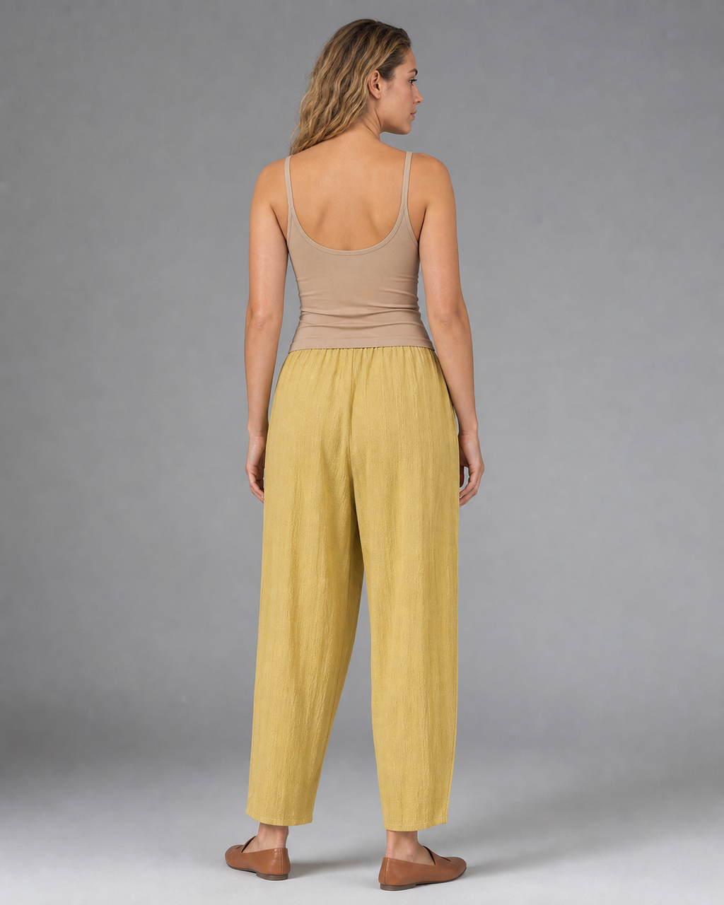 Desiree Relaxed Barrel Pants | Women's Lightweight Summer Trousers — Yellow — back