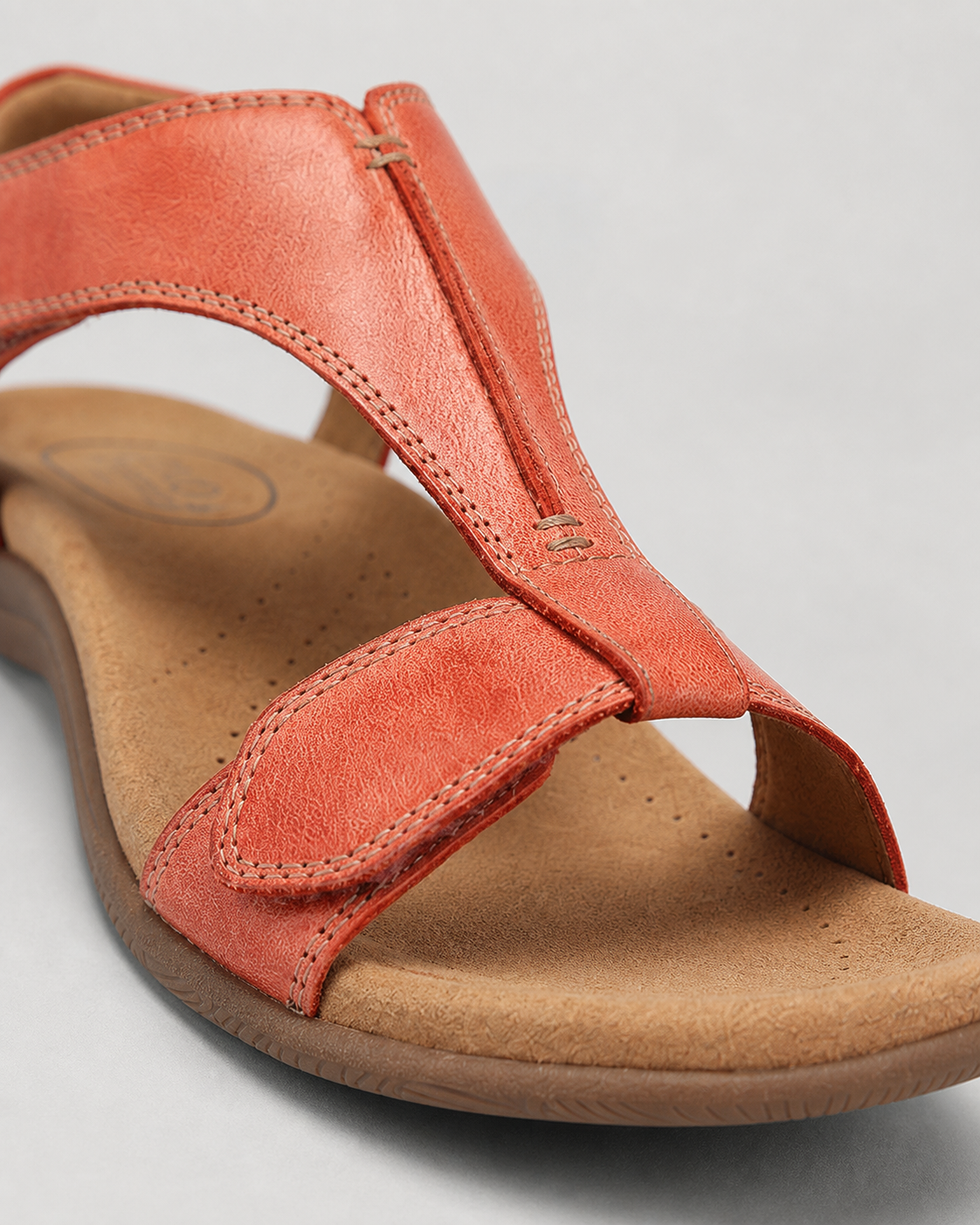 Fabiola Cushioned Comfort Sandals | Women's Cut-Out Summer Sandals — Watermelon Red — macro