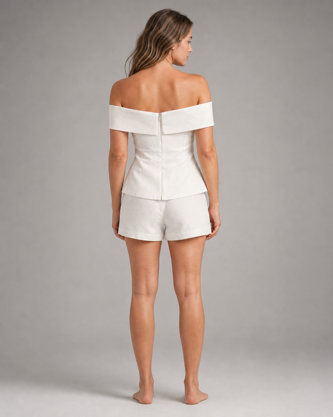 Kelley Two-Piece Set | Women's Elegant Relaxed Co-Ord — White — back