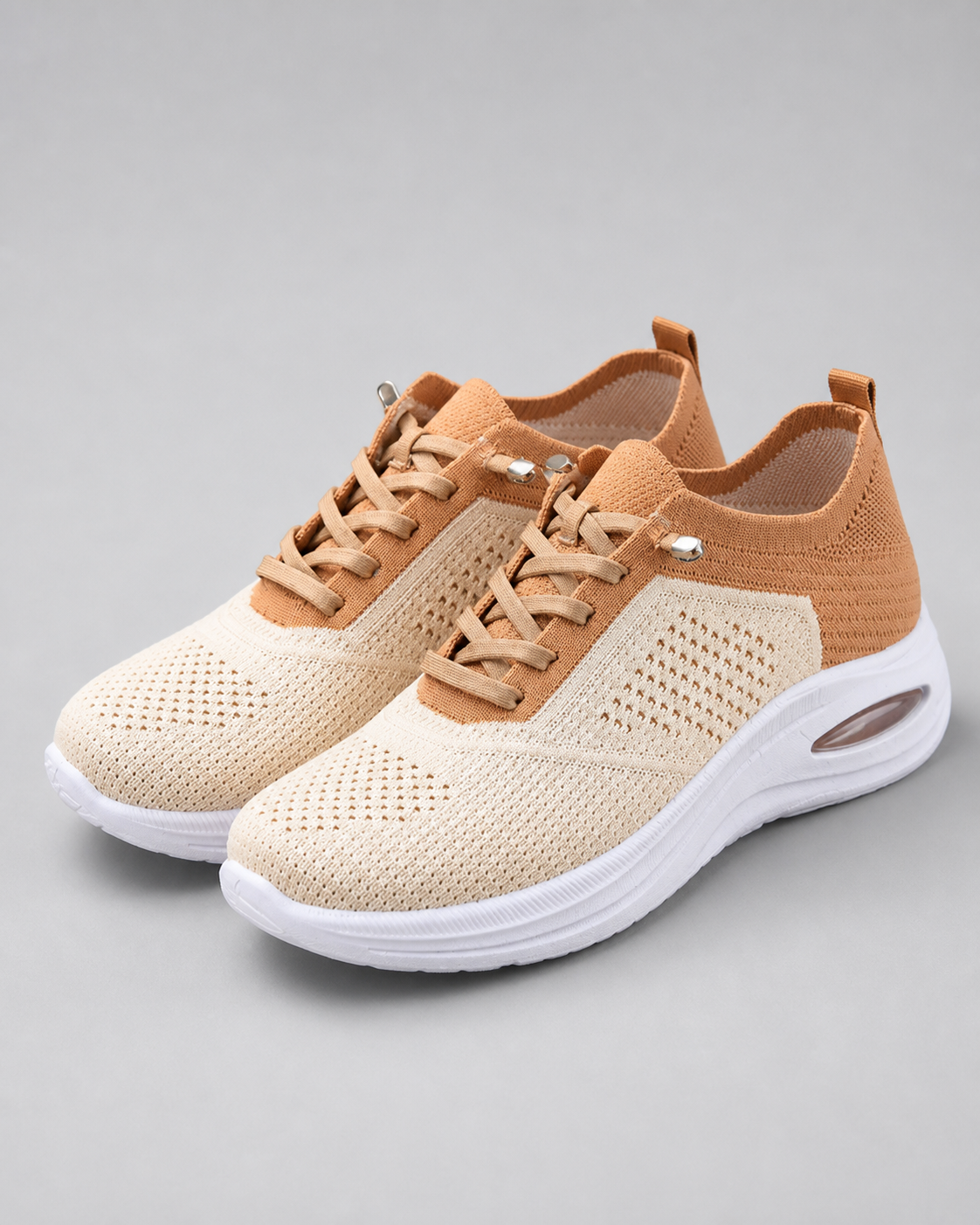 Velra Mesh Slip-On Sneakers | Women's Platform Walking Trainers — Beige — hero