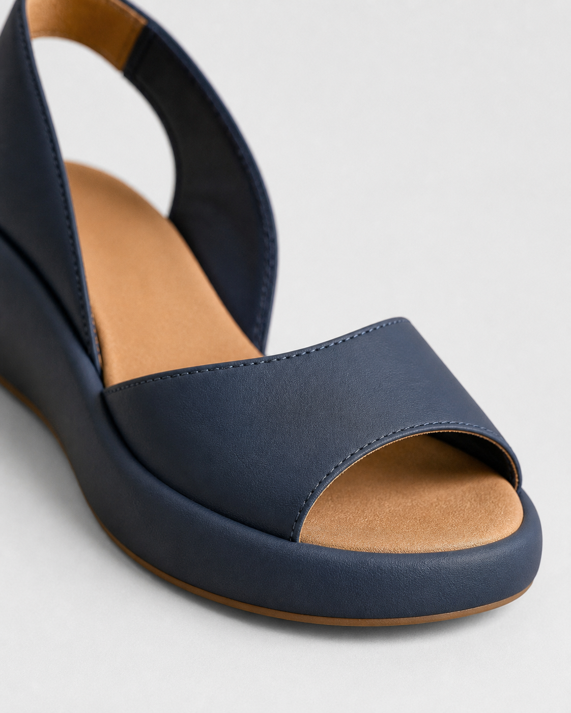 Bondi Peep-Toe Flatform Sandals | Women's Slingback Summer Sandals — Blue — macro