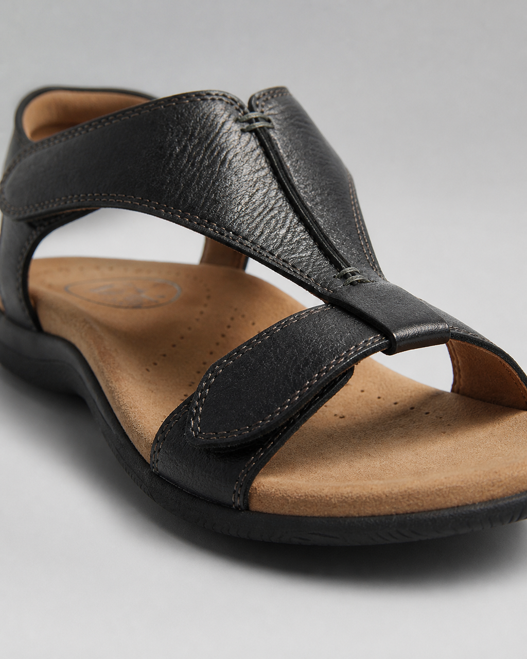 Fabiola Cushioned Comfort Sandals | Women's Cut-Out Summer Sandals — Black — macro