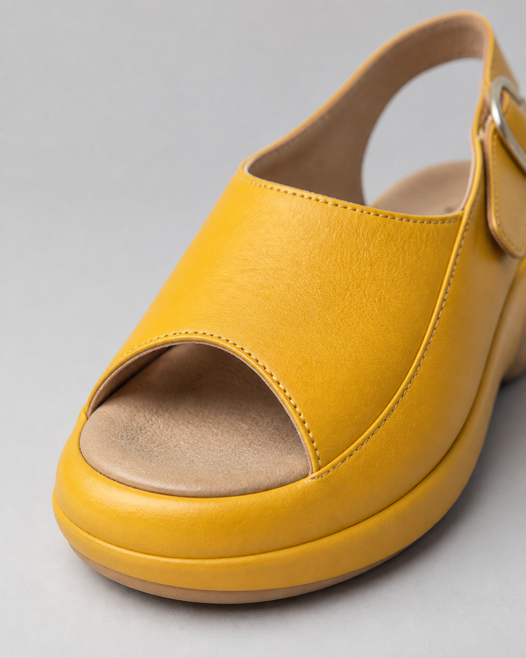 Darla Peep-Toe Slingback Sandals | Women's Flat Summer Sandals — Yellow — macro