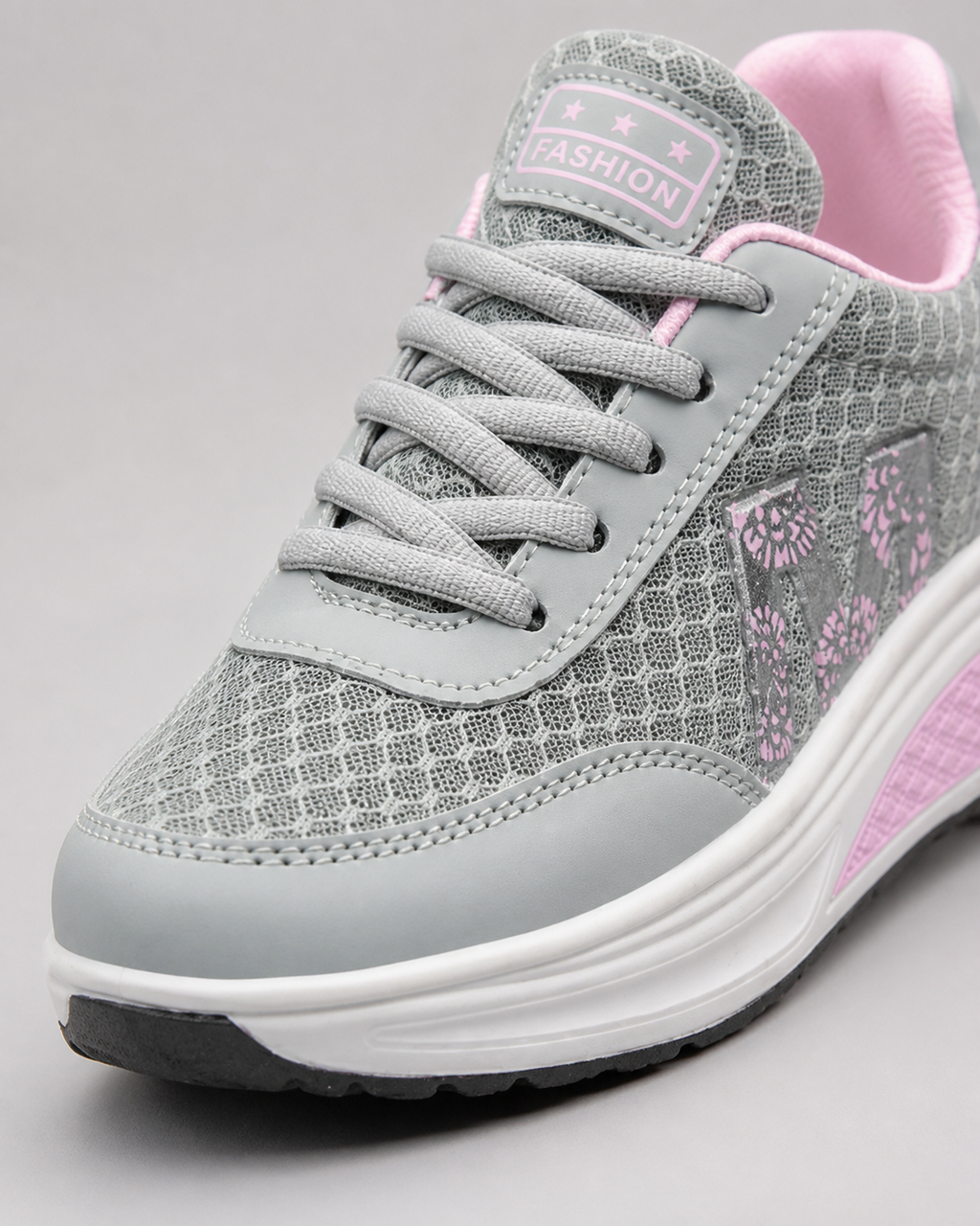 Skyler Platform Walking Sneakers | Women's Cushioned Trainers — Gray — macro