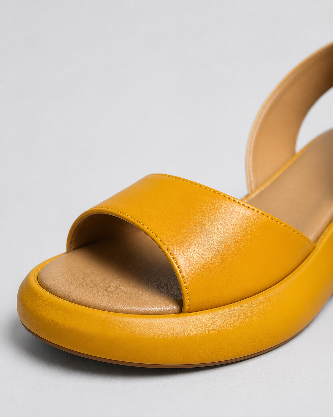 Bondi Peep-Toe Flatform Sandals | Women's Slingback Summer Sandals — Yellow — macro
