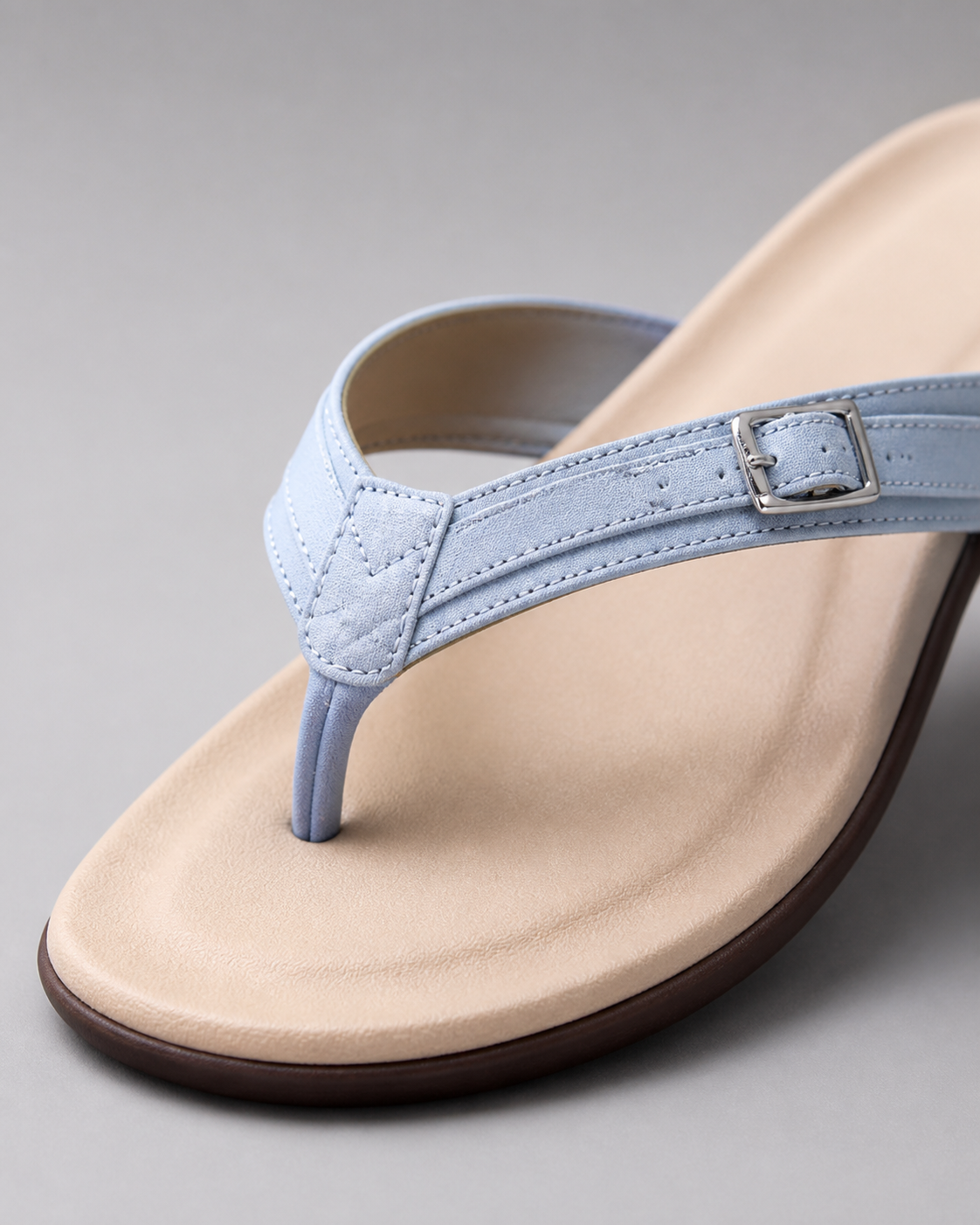 Daryl Cushioned Thong Sandals | Women's Comfort Summer Sandals — Sky Blue — macro