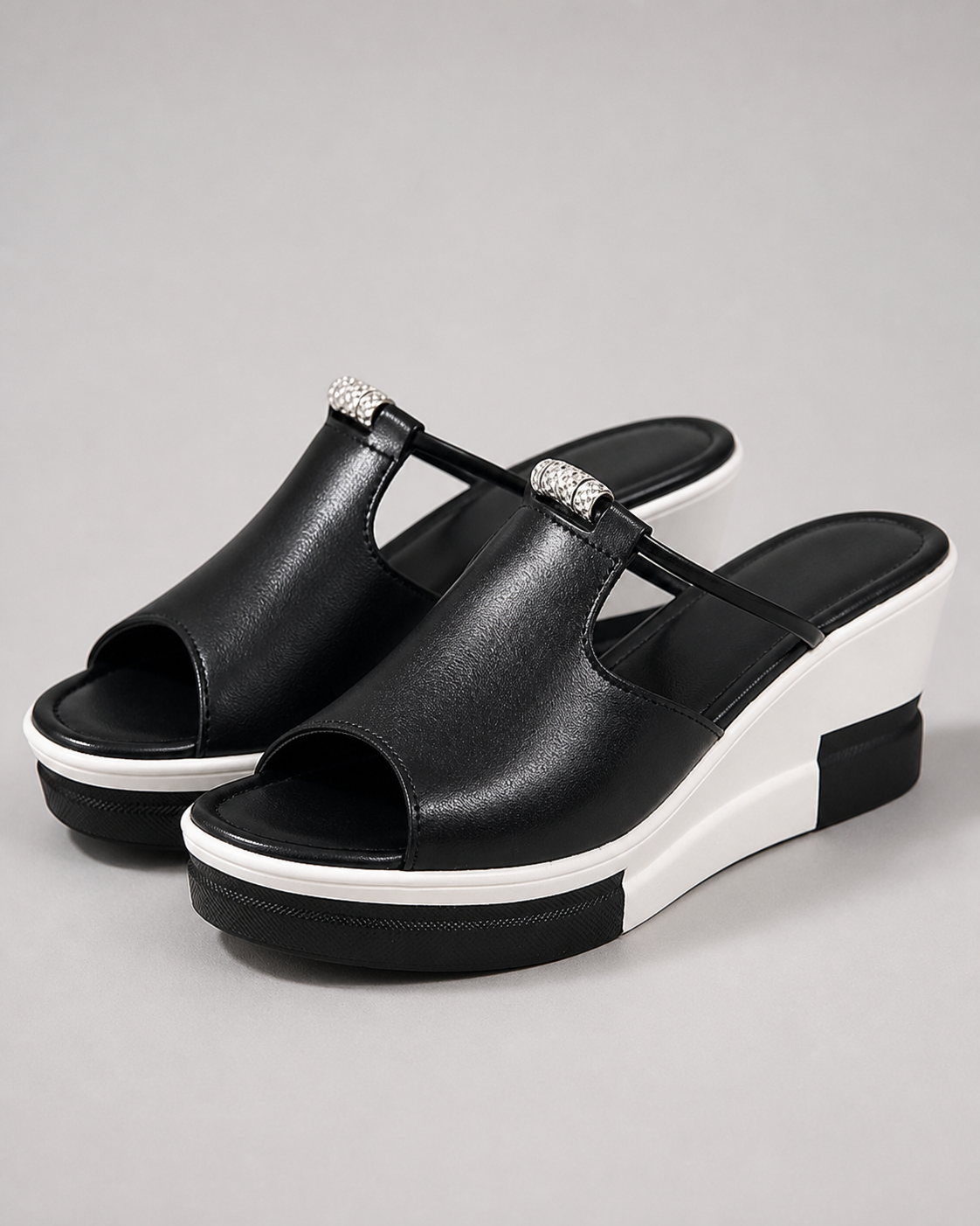 Morgana Cut-Out Platform Sandals | Women's Slingback Comfort Sandals — Black — hero