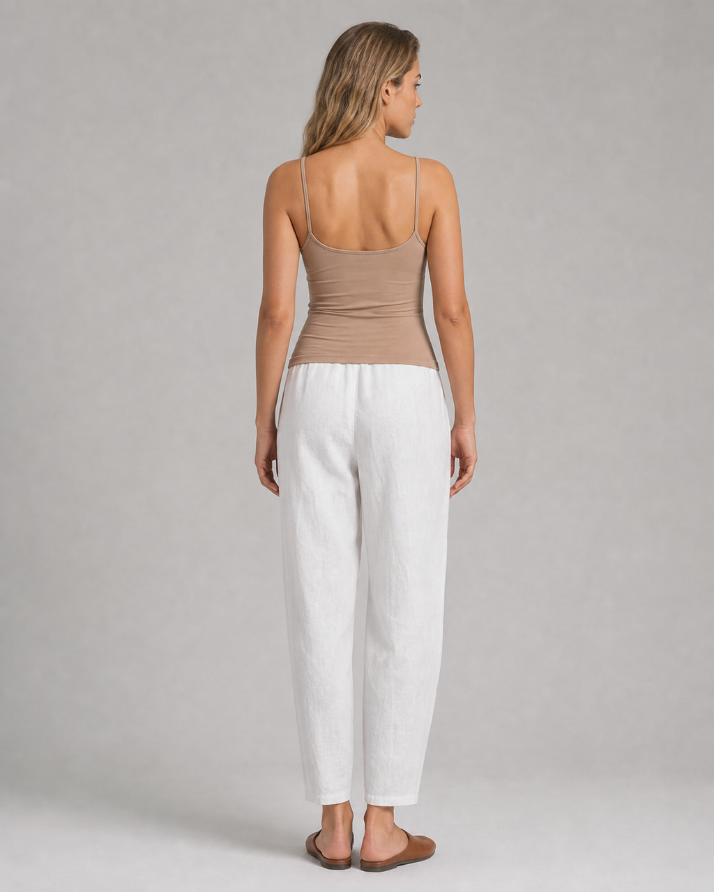 Desiree Relaxed Barrel Pants | Women's Lightweight Summer Trousers — White — back