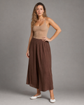 Nicole Wide-Leg Pants | Women's Elegant Relaxed Trousers — Brown — threequarter