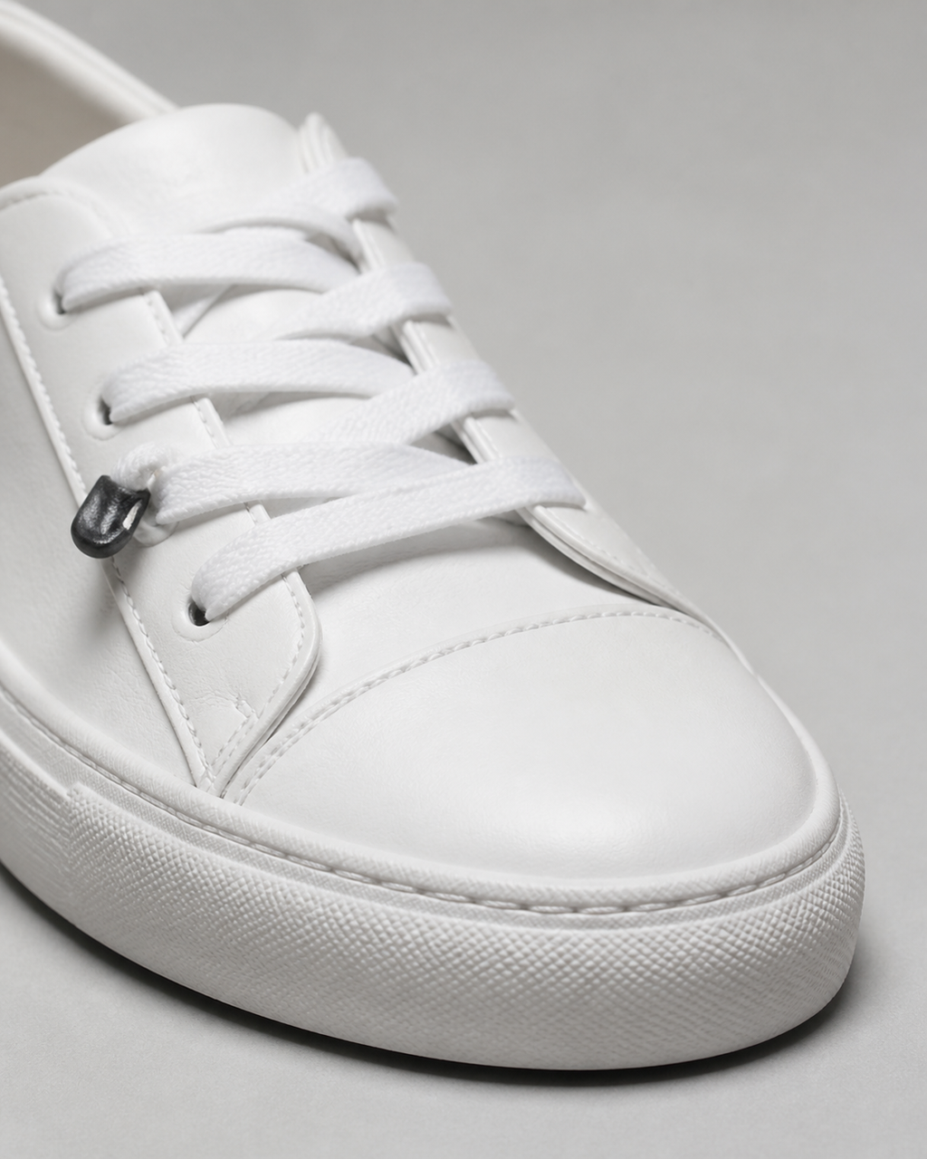 Penny Low-Profile Canvas Sneakers | Women's Lace-Up Flat Trainers — White — macro