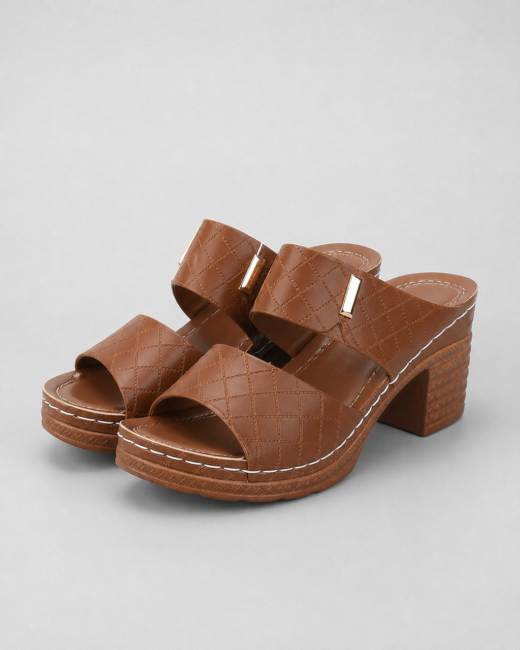 Venezia Block Heel Sandals | Women's Wide-Strap Heeled Sandals — Dark Brown — hero