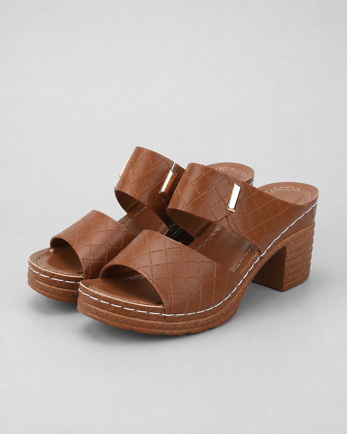 Venezia Block Heel Sandals | Women's Wide-Strap Heeled Sandals — Dark Brown — hero