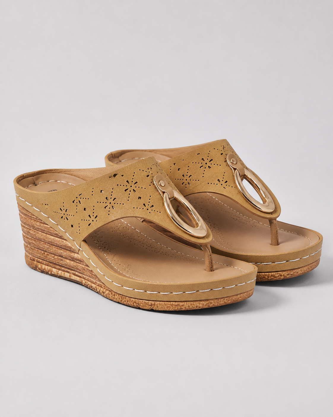 Bianca Toe-Loop Flat Sandals | Women's Embellished Comfort Sandals — Yellow — hero