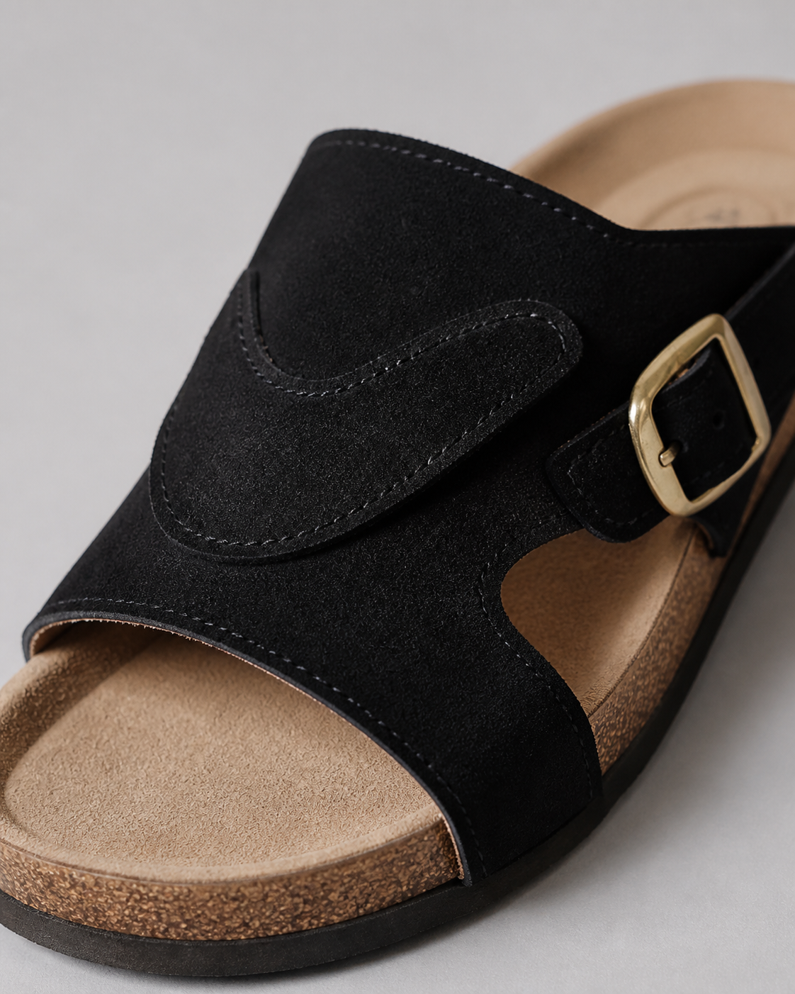 Lidiya Wide-Band Flat Sandals | Women's Slingback Comfort Sandals — Black — macro