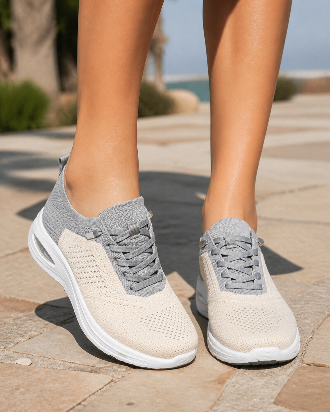 Velra Mesh Slip-On Sneakers | Women's Platform Walking Trainers — Grey — onfoot