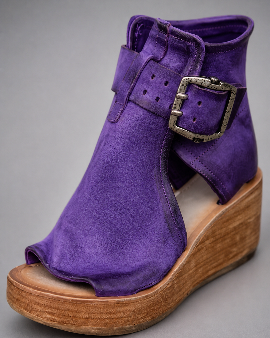 Rosamund Ankle-Strap Wedge Sandals | Women's High Platform Sandals — Purple — macro