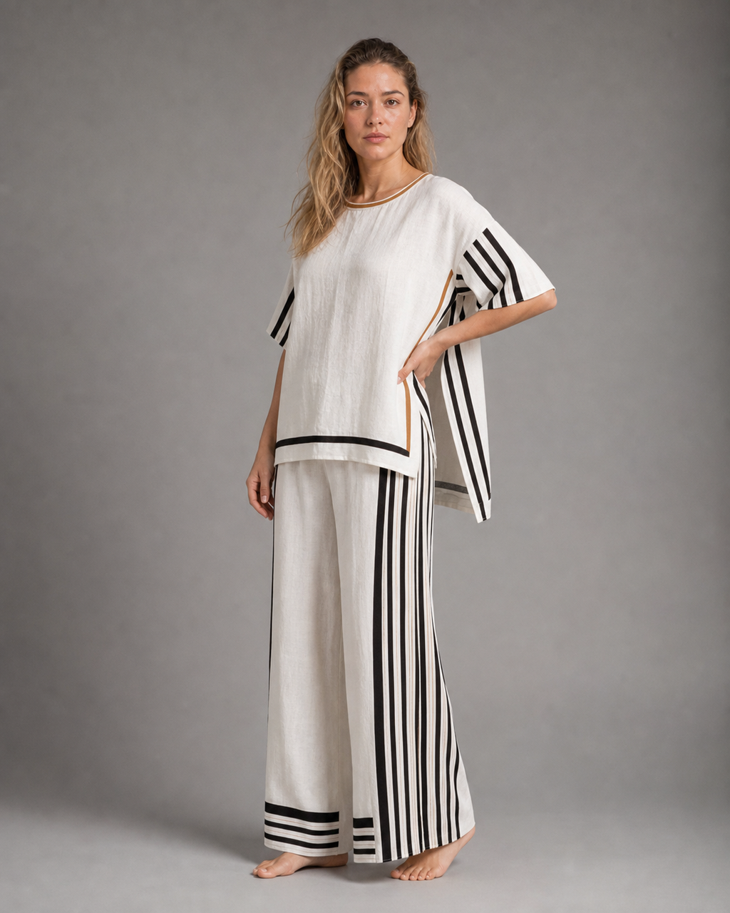 Isabelle Shirt & Shorts Set | Women's Two-Piece Summer Co-Ord — White — threequarter