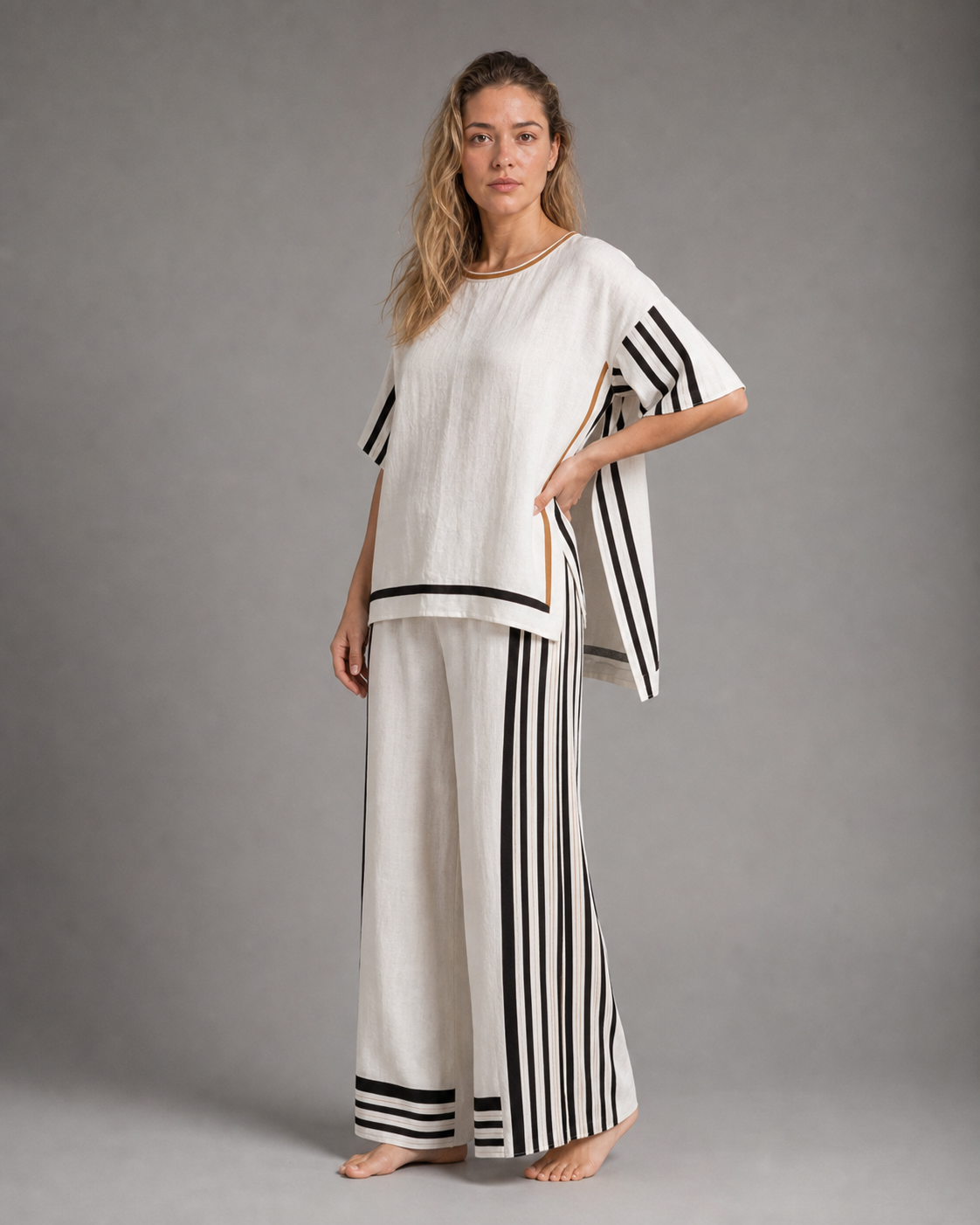 Isabelle Shirt & Shorts Set | Women's Two-Piece Summer Co-Ord — White — threequarter