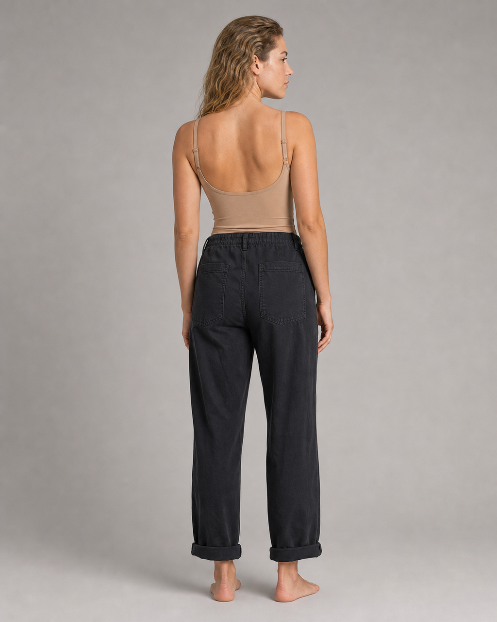 Lise Relaxed Straight Pants | Women's Elegant Trousers — Black — back