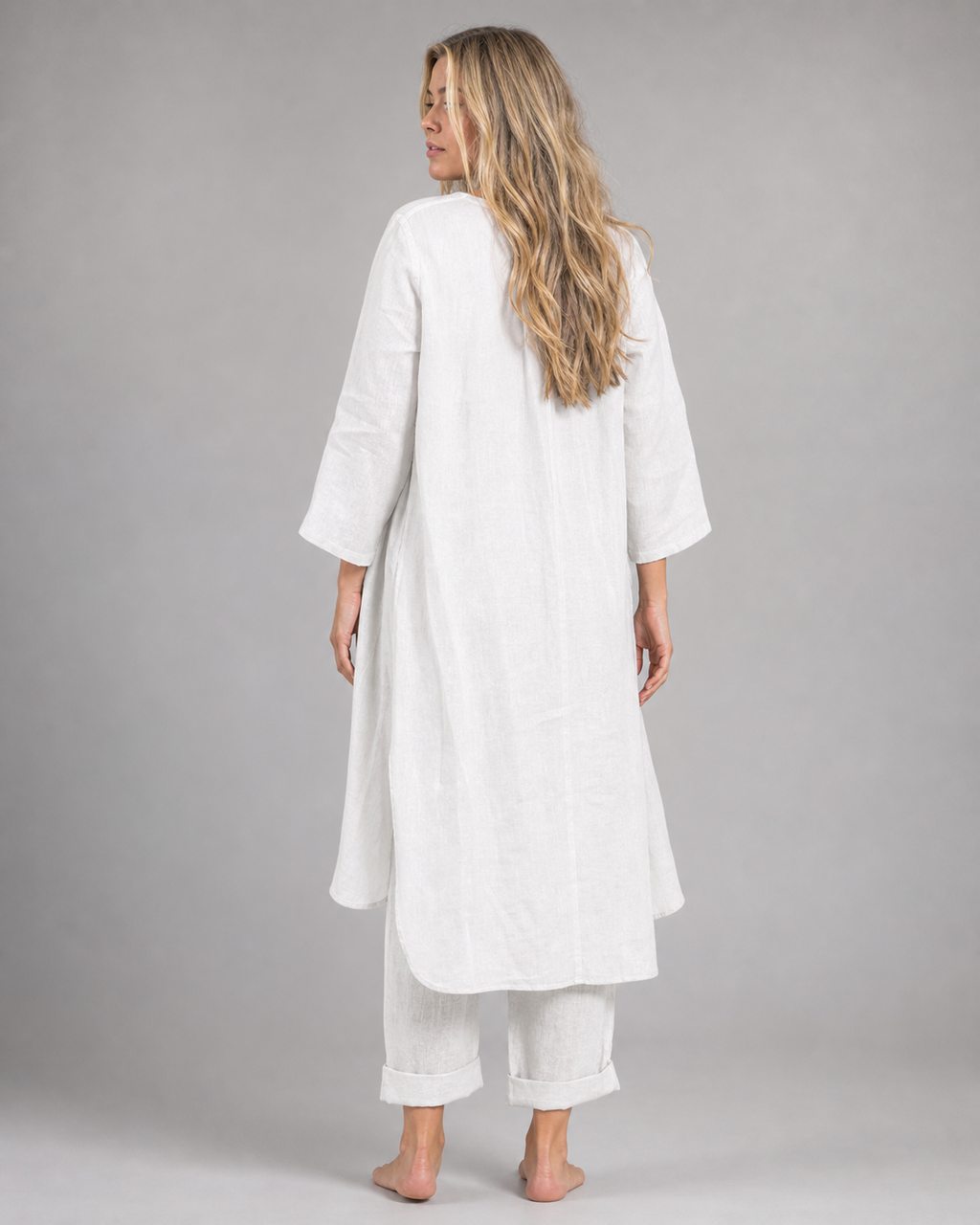 Joy Top & Trouser Set | Women's Relaxed Two-Piece Co-Ord — White — back