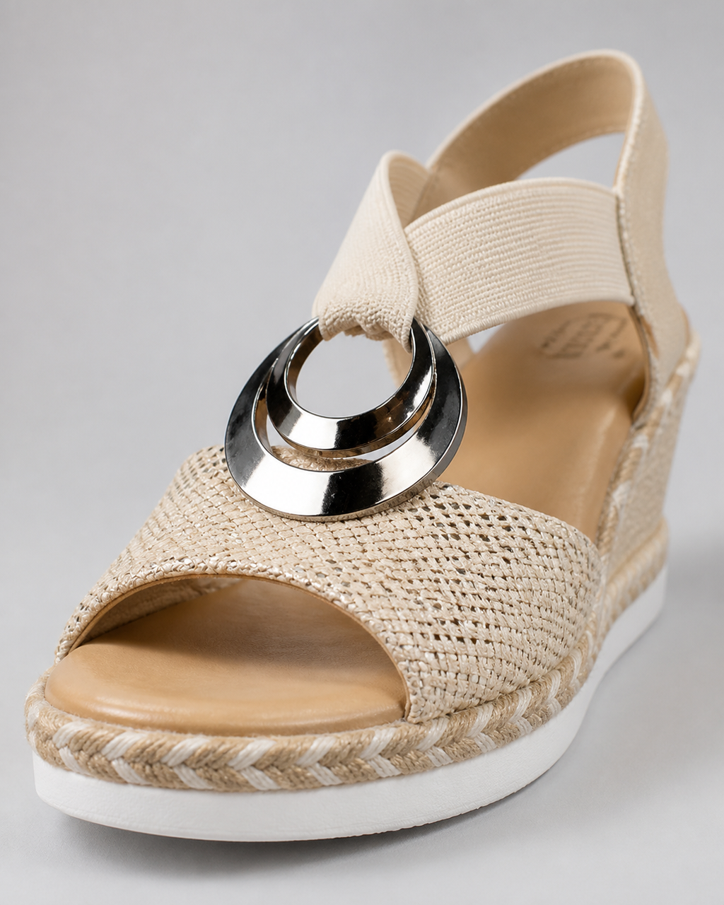 Malorie T-Strap Wedge Sandals | Women's Cushioned Espadrille Sandals — Gold — macro