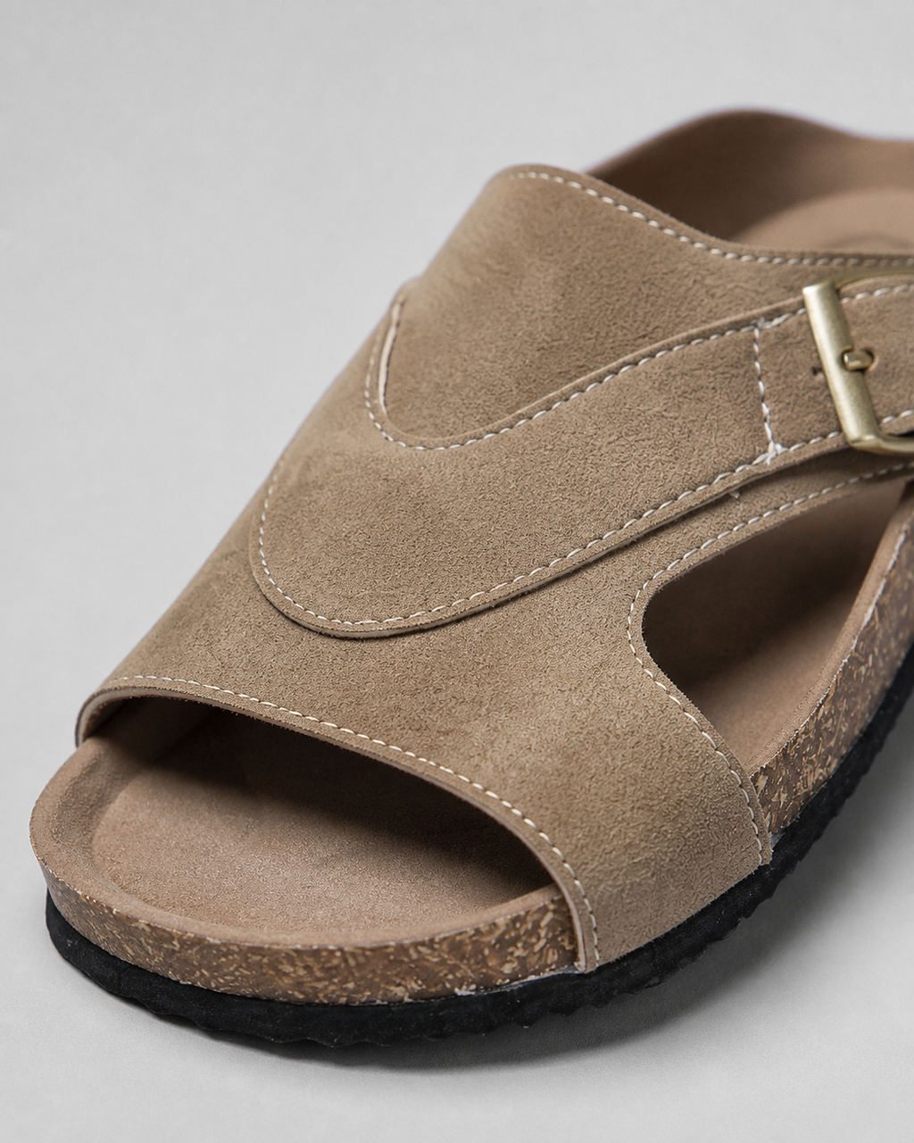 Lidiya Wide-Band Flat Sandals | Women's Slingback Comfort Sandals — Khaki — macro