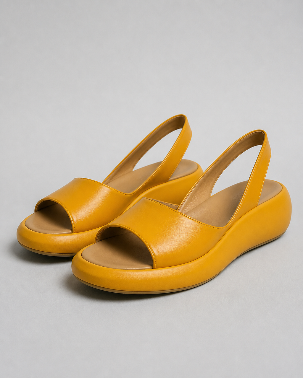 Solea Cushioned Peep-Toe Sandals | Women's Slip-On Comfort Sandals — Yellow — hero